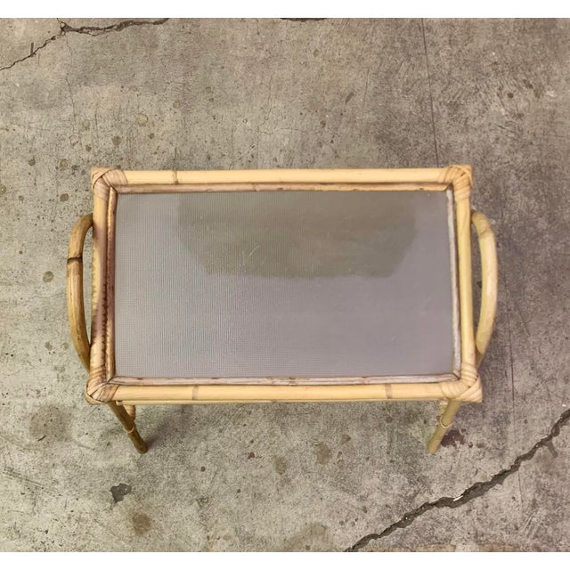 Mid-Century Modern Italian Midcentury Rattan & Bamboo Side Table / Magazine Rack, 1950/60s For Sale - Image 3 of 12