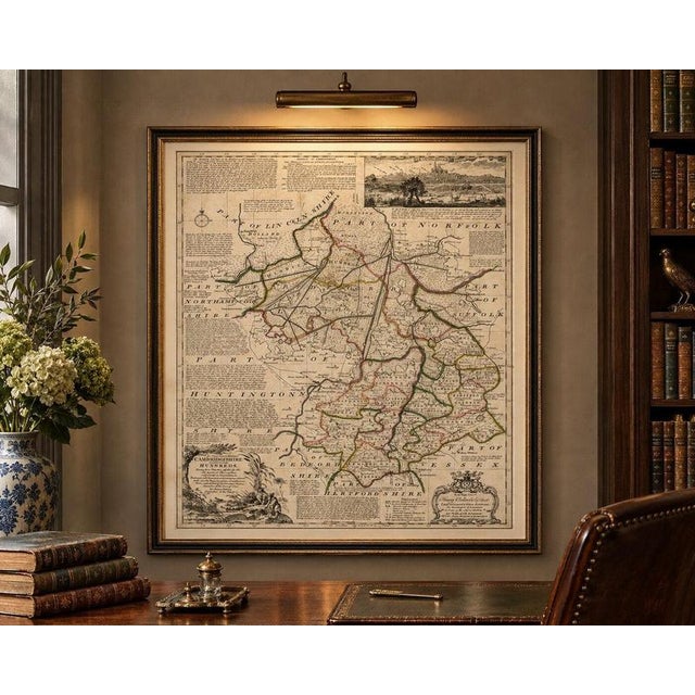 Large Antique Map of Cambridgeshire by Emanuel Bowen, 1760 For Sale - Image 10 of 11