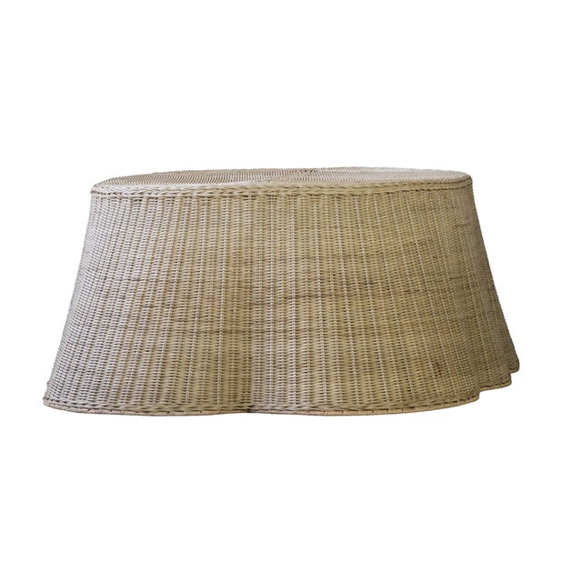 Contemporary Matthew Izzo Home Context Scalloped Rattan Coffee Table For Sale - Image 3 of 4