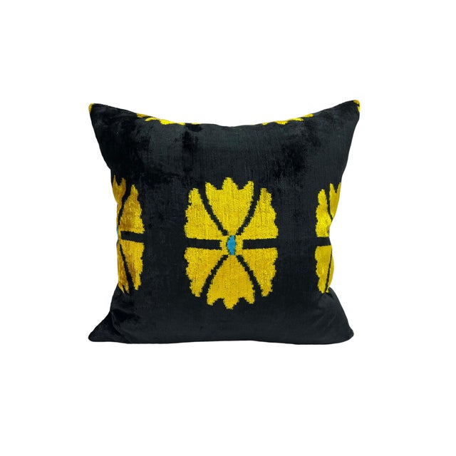 Velvet Silk Cushion Cover with Flower Design, 2000s For Sale - Image 11 of 11