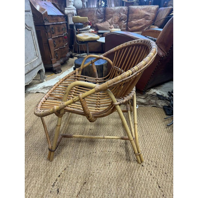 Mid-Century Modern French Bamboo Rattan Chair – Vintage Accent Seating For Sale - Image 4 of 8