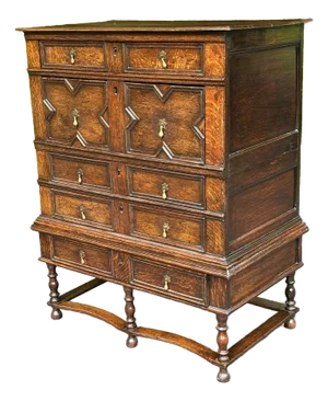 Fine 17th Century William and Mary Oak Chest on Stand