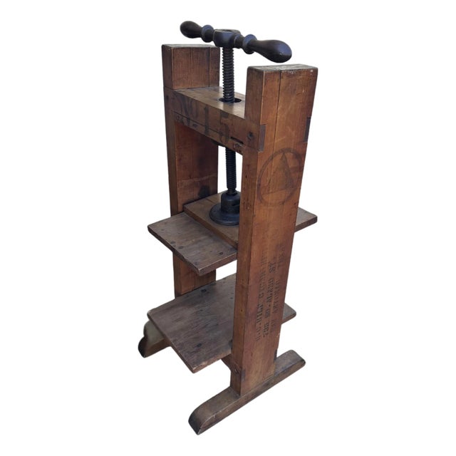 Antique Standing Bookbinder’s Press — h.c. Hilf Cigar Co. Wood For Sale