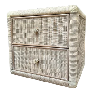 Vintage Coastal Style Wicker Nightstand by Broyhill Furniture.