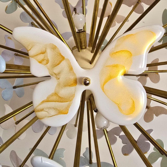 1980s Colored Murano Glass Butterfly Chandelier, Mid Century Modern For Sale - Image 10 of 11