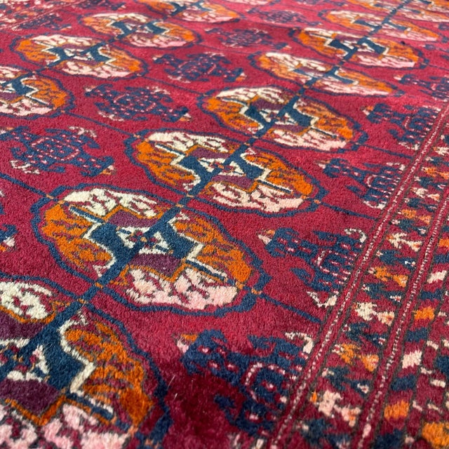 Vintage Turkoman Hand-Knotted Rug For Sale - Image 10 of 11