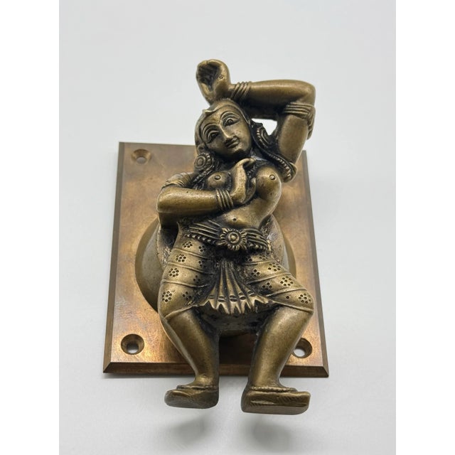 Vintage Indian Brass Dancing Woman Door Handles (Pair) For Sale - Image 9 of 12