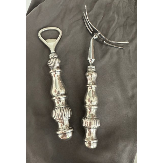 Mid-Century Modern Vintage Sterling Silver Fluted Bar Tool Set For Sale - Image 3 of 6
