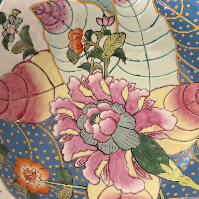 Hollywood Regency Large Porcelain Tobacco Leaf Bowl For Sale - Image 3 of 11