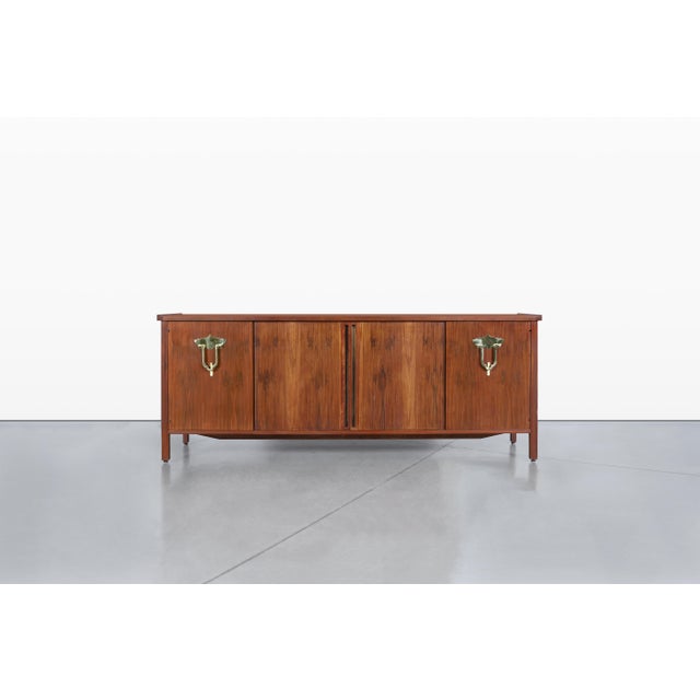 Vintage Walnut Tambour Door Credenza by Bert England for John Widdicomb For Sale - Image 10 of 15