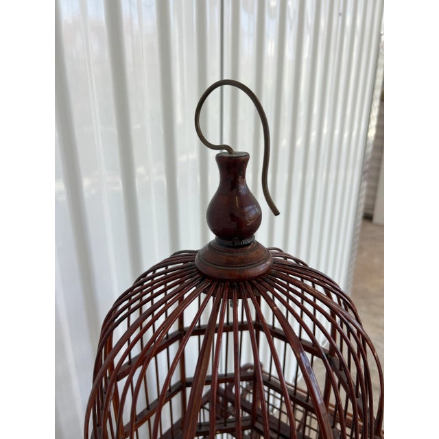 Vintage Mid 20th Century Wooden Birdcage For Sale - Image 4 of 9