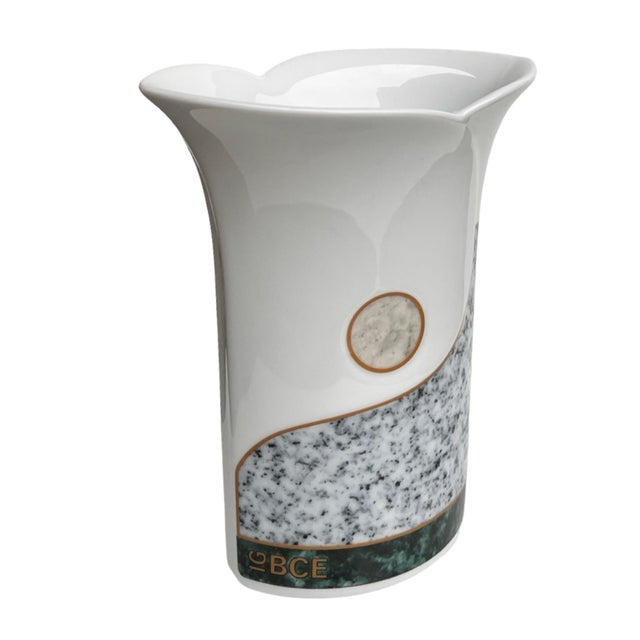 Mid-Century Modern Hutschenreuther Vase Ig Bce, Germany, 1990s, Decorative Porcelain, Model 69 For Sale - Image 3 of 10