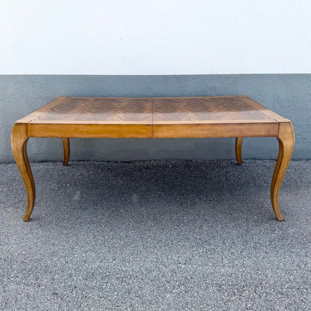 French Provincial French Provincial Burlwood Extendable Dining Table by Century Furniture For Sale - Image 3 of 12