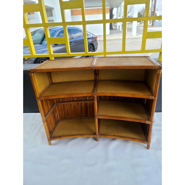 Vintage Bamboo Cane Curved Tiki Bar For Sale - Image 9 of 10