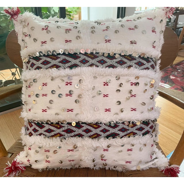 Moroccan Set of 2 Large Moroccan Pillows For Sale - Image 3 of 5