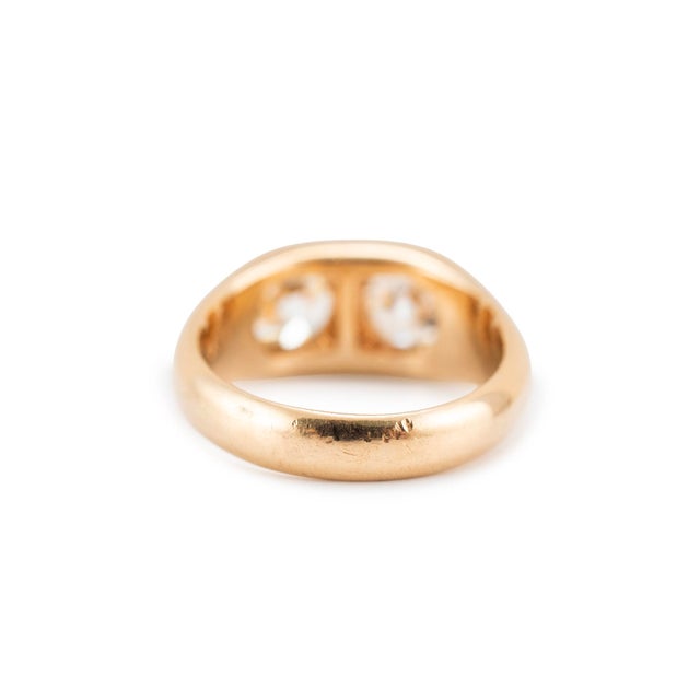 Late 20th Century Unisex Vintage 14k Yellow Gold Gia 3.75ct Two Bezel Set Diamond Cocktail Ring, Size 9 For Sale In Houston - Image 6 of 9