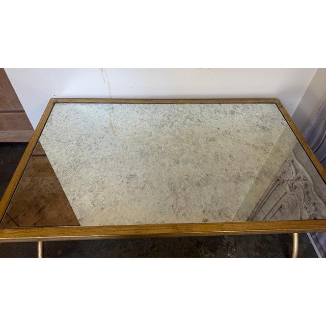 Early 21st Century Curule Gilt Iron Coffee Table With Antiqued Mirror Top by Miamar Home For Sale - Image 5 of 14