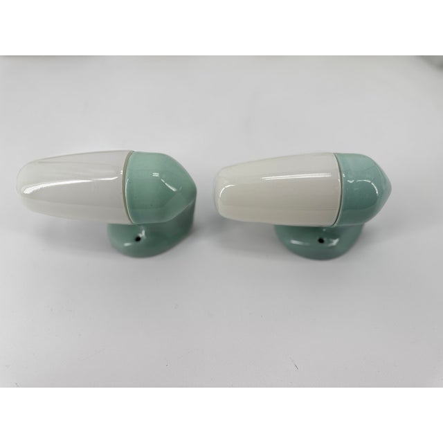 Ceramic Aqua Blue Green Wall Lamp by Wilhelm Wagenfeld for Lindner, 1958 For Sale - Image 11 of 14