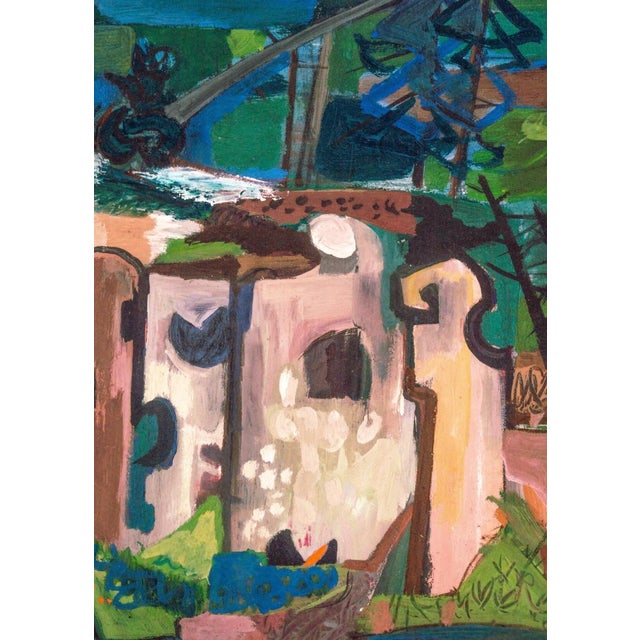 Framed 1940s Abstract Landscape Painting by Morris Shulman For Sale In Boston - Image 6 of 6