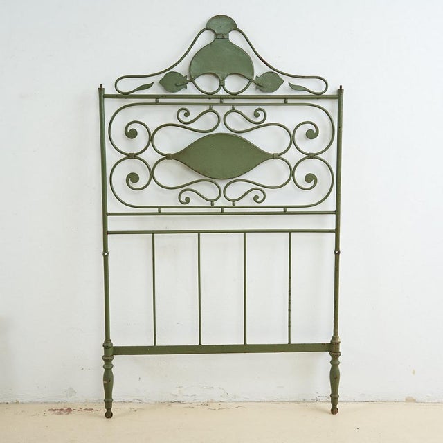 Green Antique Wrought Iron Bed For Sale - Image 8 of 8