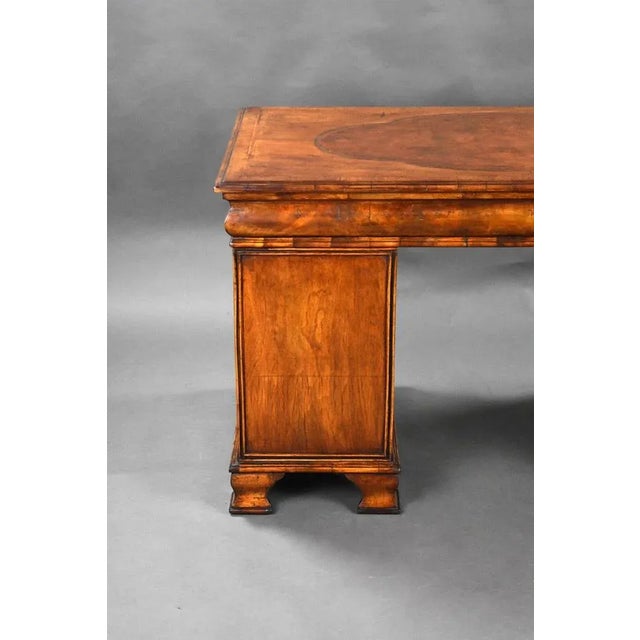 Wood Vintage Figured Walnut Pedestal Desk, 1920 For Sale - Image 7 of 12