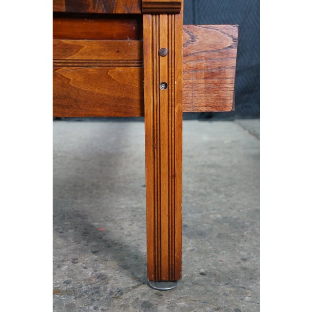 Wood Antique 19th Century Victorian Eastlake Carved Oak Queen Size Bed Frame For Sale - Image 7 of 18