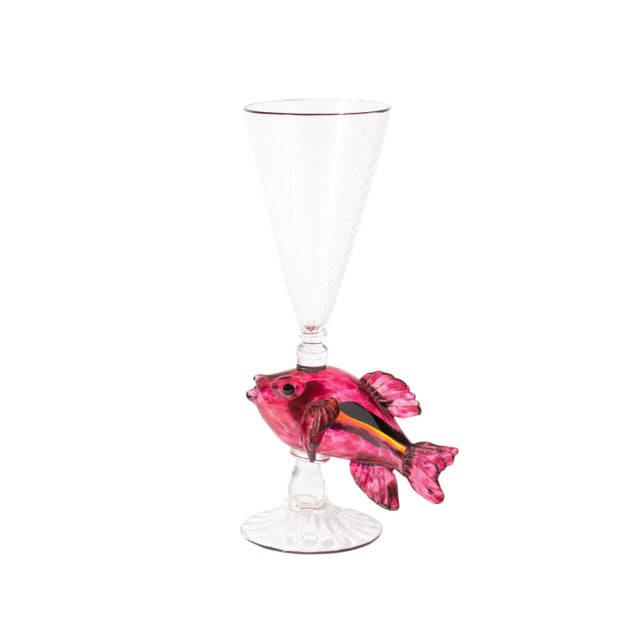Ann Welch Art Glass Fish Champagne Flute For Sale In Indianapolis - Image 6 of 7