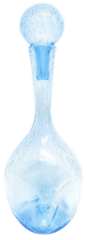 Tall French Hand Blown Bubbled Carafe, Biot, France