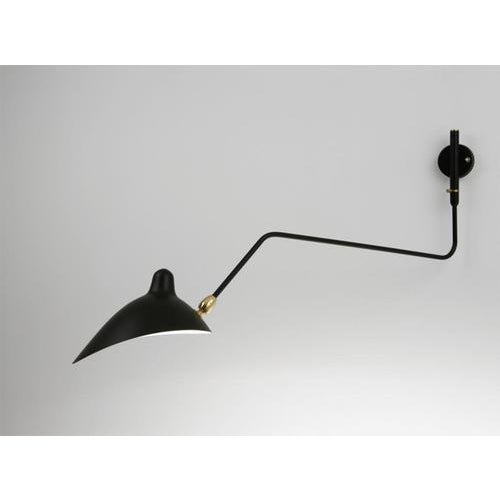Mid-Century Modern Black Wall Lamp with Rotating Curved Arm by Serge Mouille For Sale - Image 3 of 10