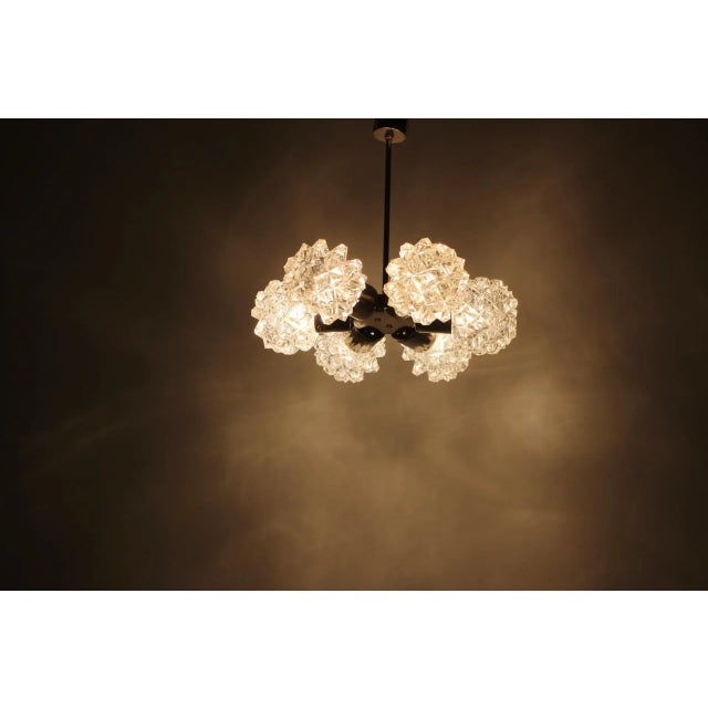 Mid-Century Chrome Steel & Glass Chandelier, 1970s For Sale - Image 9 of 11