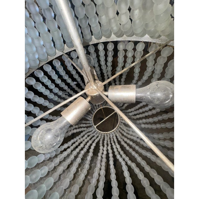 Currey & Company Mid-Century Frosted Sea Glass Bead Chandelier With Silver-Toned Frame For Sale - Image 9 of 12