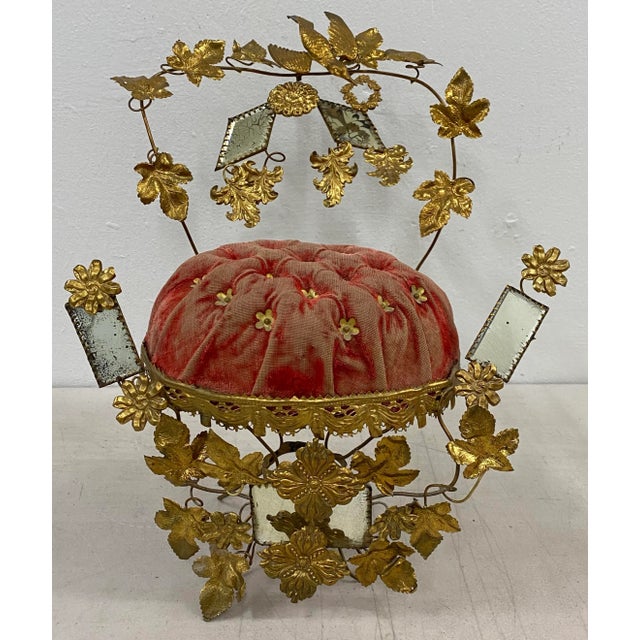 Victorian Era Gilded Metal Wedding Pin Cushion C.1900 For Sale - Image 12 of 12