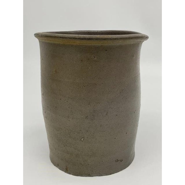 Antique Salt Glazed Stoneware Jar, 19th Century Primitive Crock, Farmhouse Pottery Vessel For Sale - Image 6 of 7