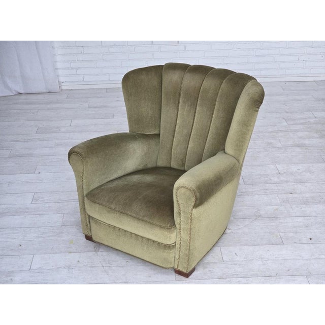 Danish Armchair in Green Velour and Beech, 1960s For Sale - Image 17 of 18