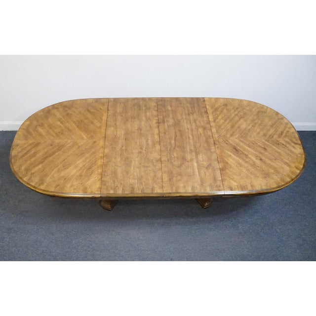 Late 20th Century Bernhardt Furniture Walnut French Provincial 100" Oval Double Pedestal Dining Table For Sale - Image 5 of 12