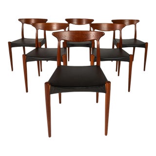 Set of 6 Model Mk 310 Dining Chairs by Arne Hovmand-Olsen With Original Leatherette Seats, Denmark, Circa 1960's For Sale