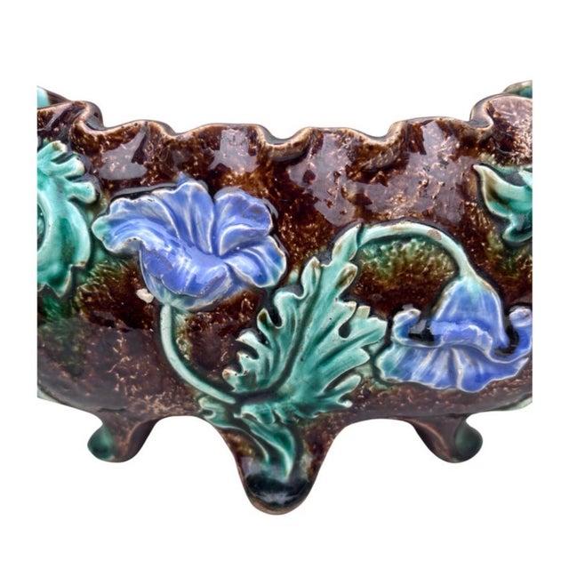 French Majolica Purple Flowers Jardinière, circa 1890.