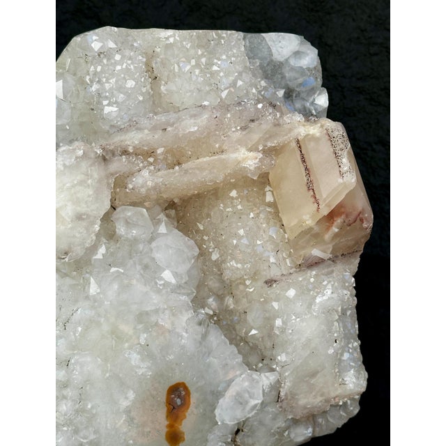 Contemporary Natural Quartz Crystal Sculpture on Golden Metal Stand For Sale - Image 3 of 12