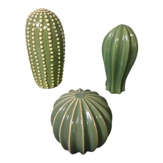 Minimalist 3 Pc. Glazed Stoneware Cacti - Set of 3 For Sale