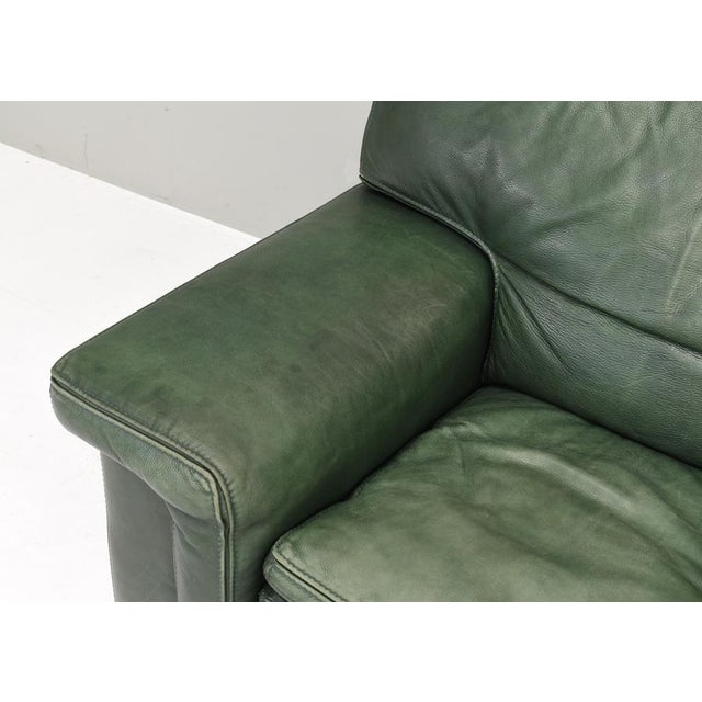 Forest Green Lounge Armchair in Green Patinated Leather from Roche Bobois, 1970 For Sale - Image 8 of 11