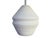 A vintage ceramic table lamp (circa 1970s) with a sculptural gourd-form base in a textured, matte ivory glaze — a faceted,...