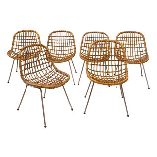 Vintage Iron and Bamboo Chairs by Gian Franco Legler, 1960s, Set of 6 For Sale