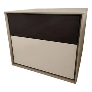 Dado B&b Italia Contemporary Bedside Table in Brown/White Gloss With Tan Satin Finish For Sale