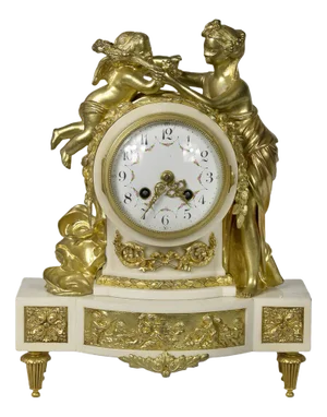 19th Century French Gilded Bronze & Marble Mantel Clock