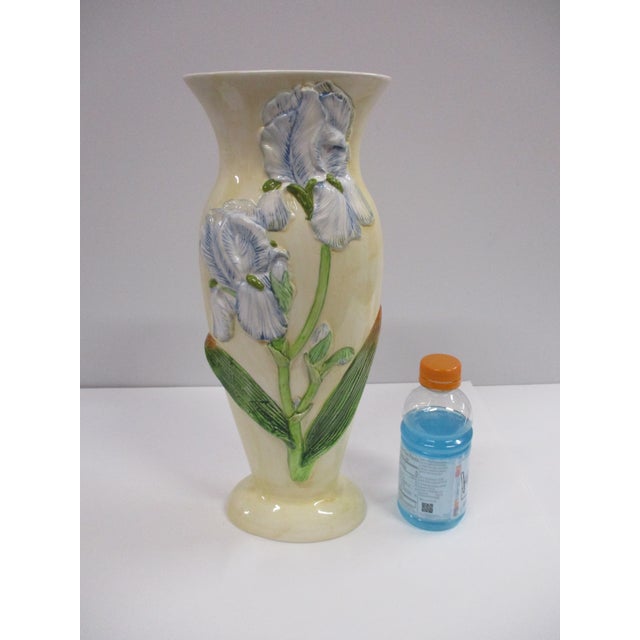 Vintage Blue Iris Art Pottery Vase For Sale - Image 11 of 11