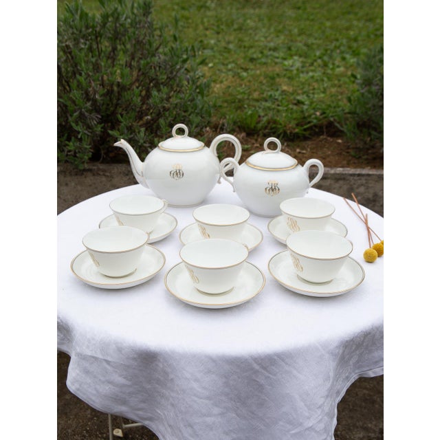 Tea Service for 6 from Mansard et Fils Porcelain, 1890s, Set of 14 For Sale - Image 13 of 13