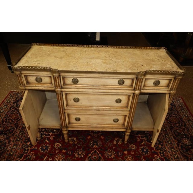 Cream Gustavian Style Marble Top Dresser Commode Chest Attributed to John Richard For Sale - Image 4 of 14