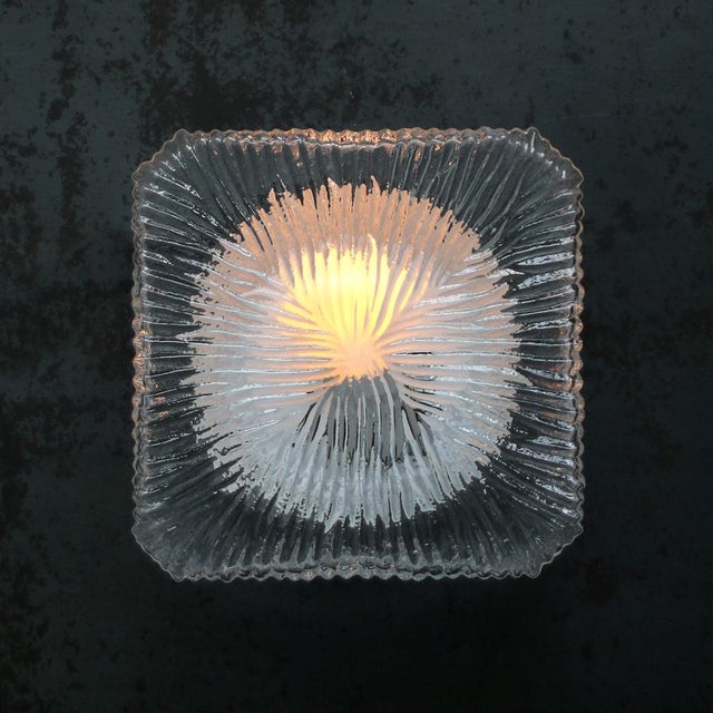 Mid-Century Square Clear Glass Wall Lamp Sconces For Sale - Image 4 of 11