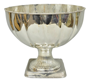Late 20th Century Regency Style Silver Plated Scalloped Pedestal Punch Bowl Champagne Ice Bucket