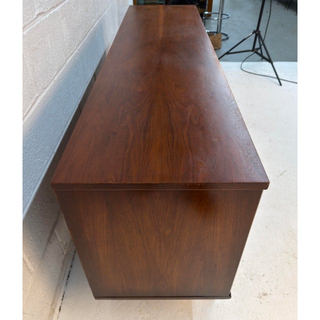 Mid-Century Modern Walnut and Cane Nine Drawer Dresser For Sale - Image 11 of 16
